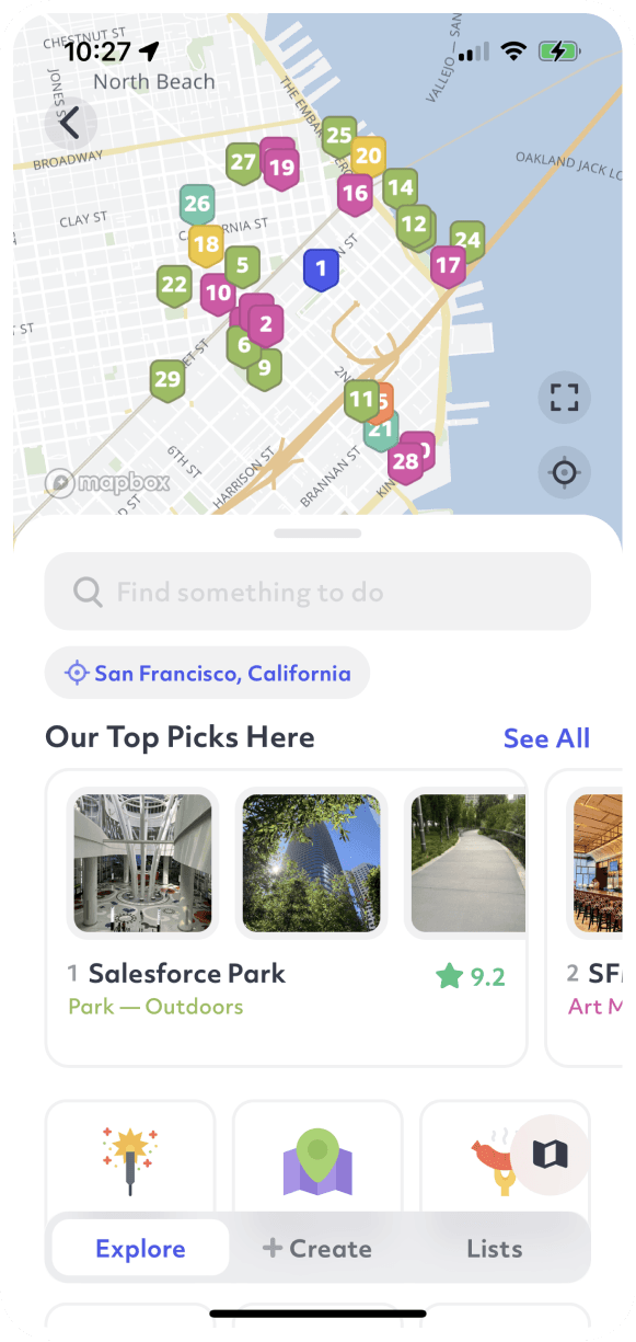 Example of explore in downtown San Francisco