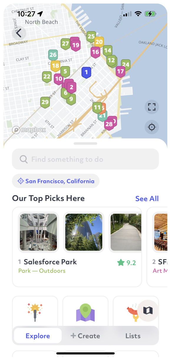 Example of explore in downtown San Francisco
